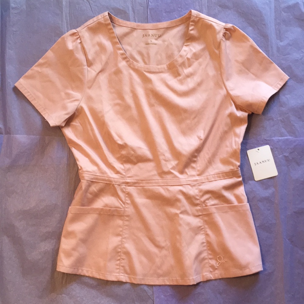 Jaanuu Solid Pink Scrub Top Size Small NEW